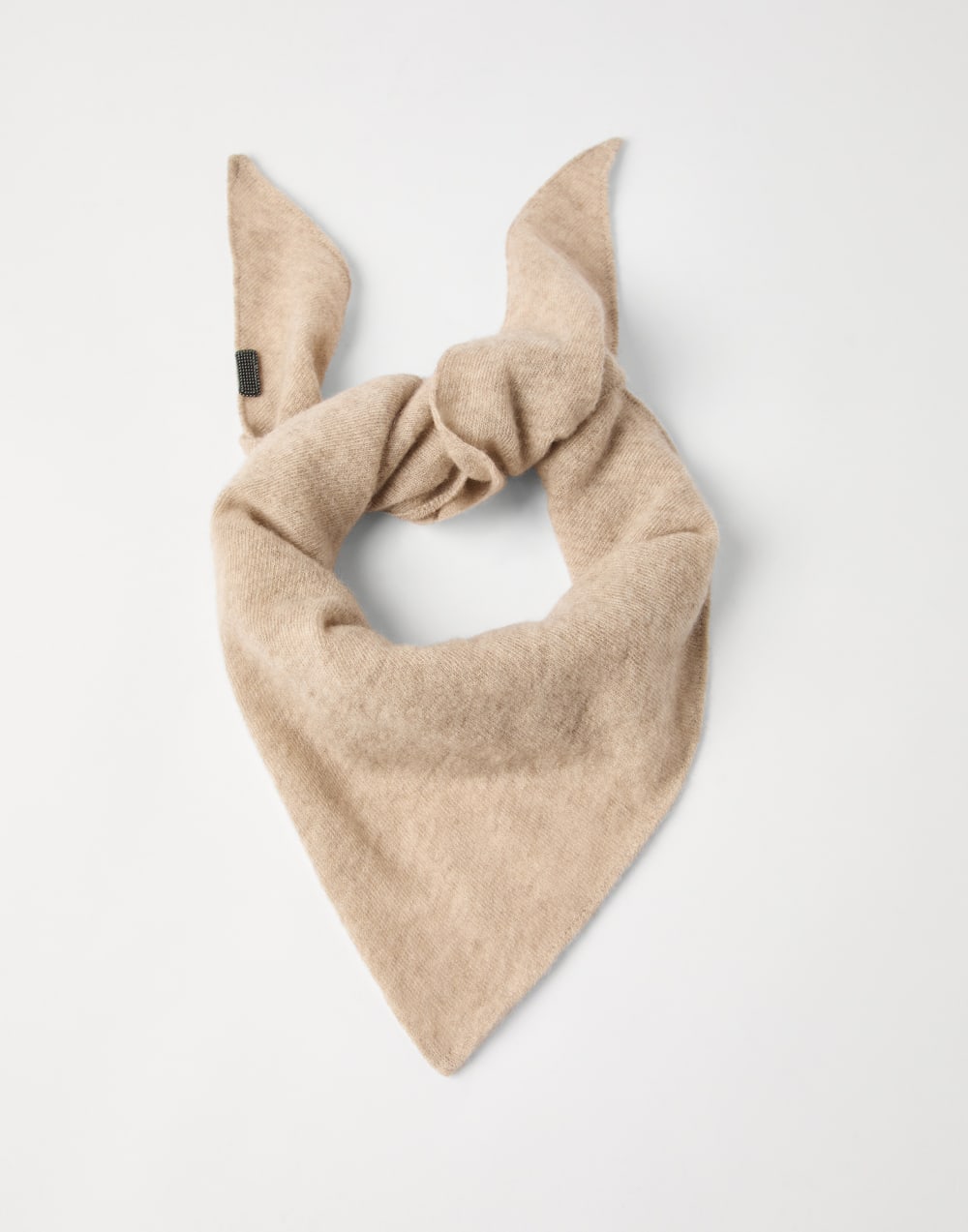 Cashmere foulard with monili Cool Beige Woman - Brunello Cucinelli
