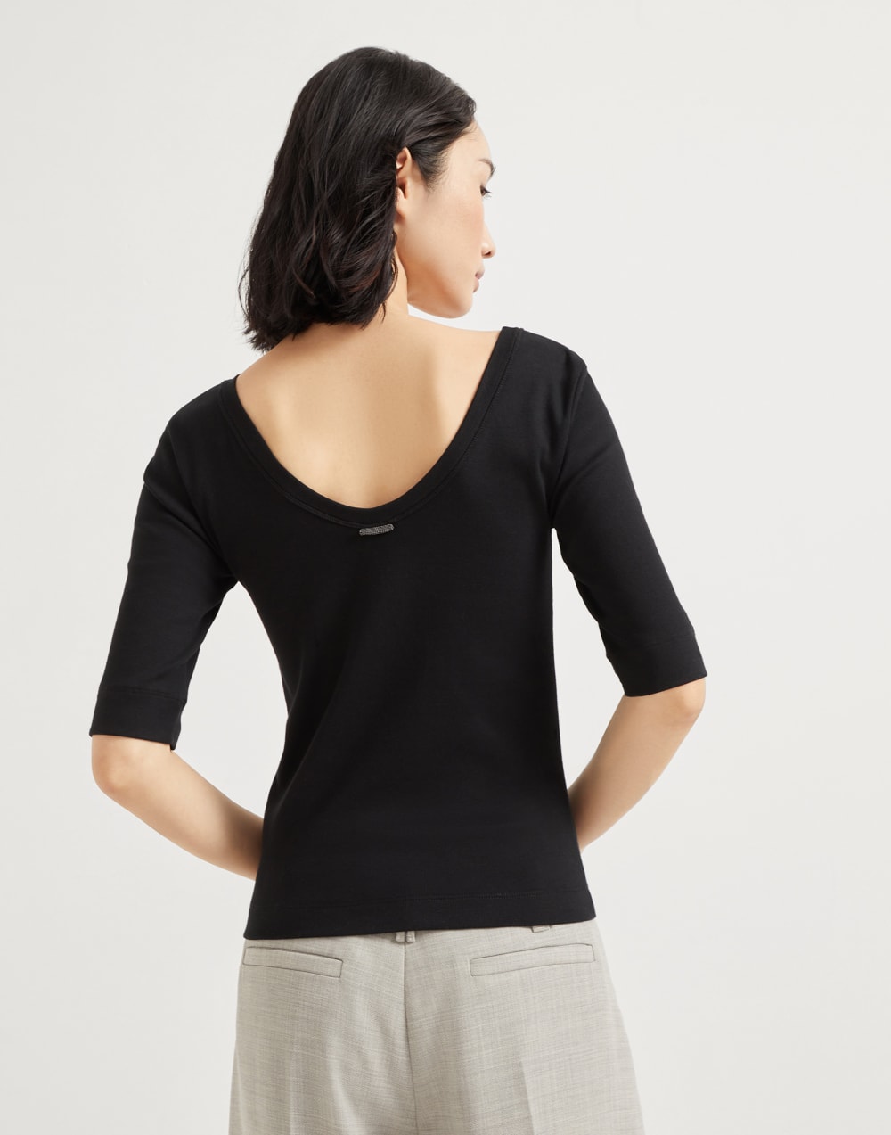 Ribbed jersey T-shirt Black Woman - Brunello Cucinelli