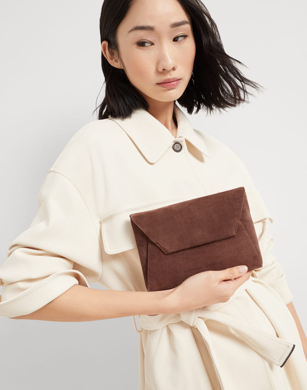 BC Duo 镶珠装饰手拿包 深紫红色 女款 - Brunello Cucinelli