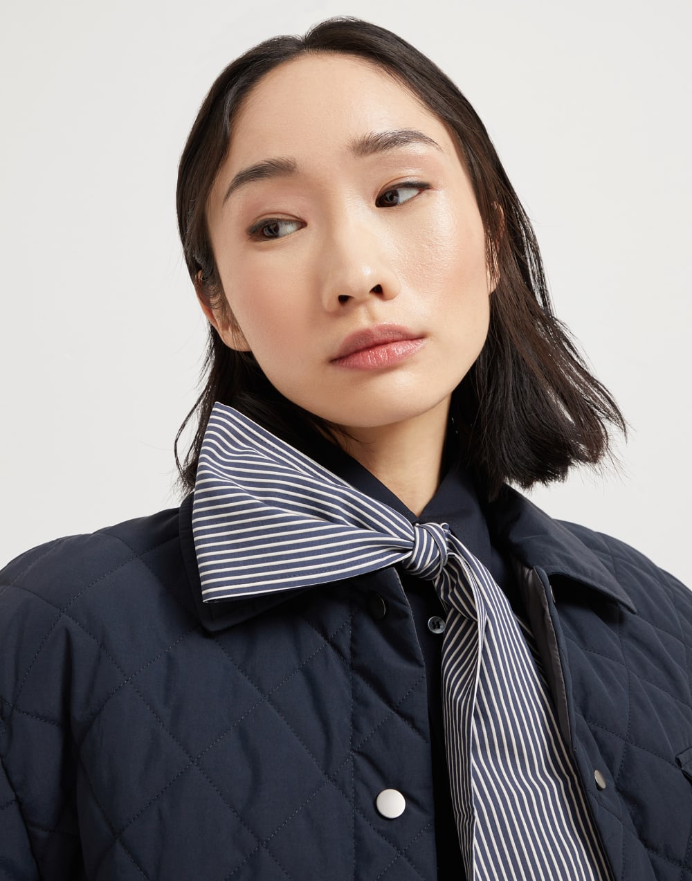 镶珠装饰府绸披巾 蓝色 女款 - Brunello Cucinelli