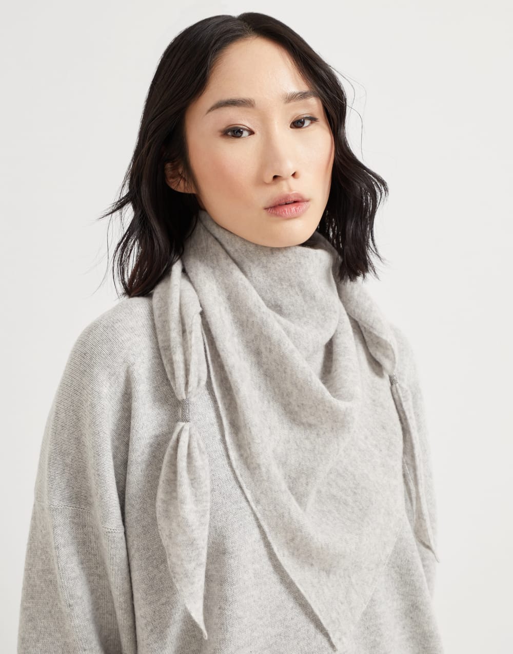 Cashmere scarf Light Grey Woman - Brunello Cucinelli