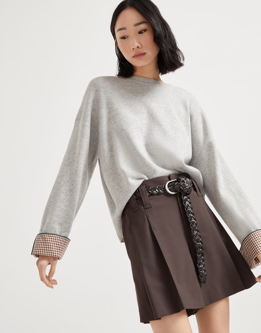 镶珠装饰羊绒衫 卵石 女款 - Brunello Cucinelli