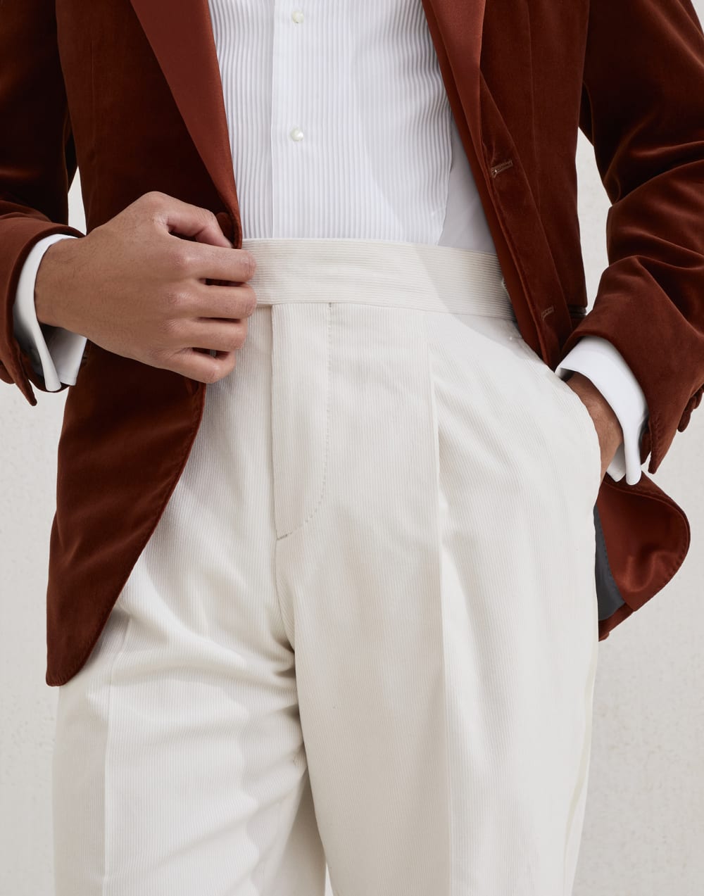 Tuxedo trousers with pleats Milk Man - Brunello Cucinelli