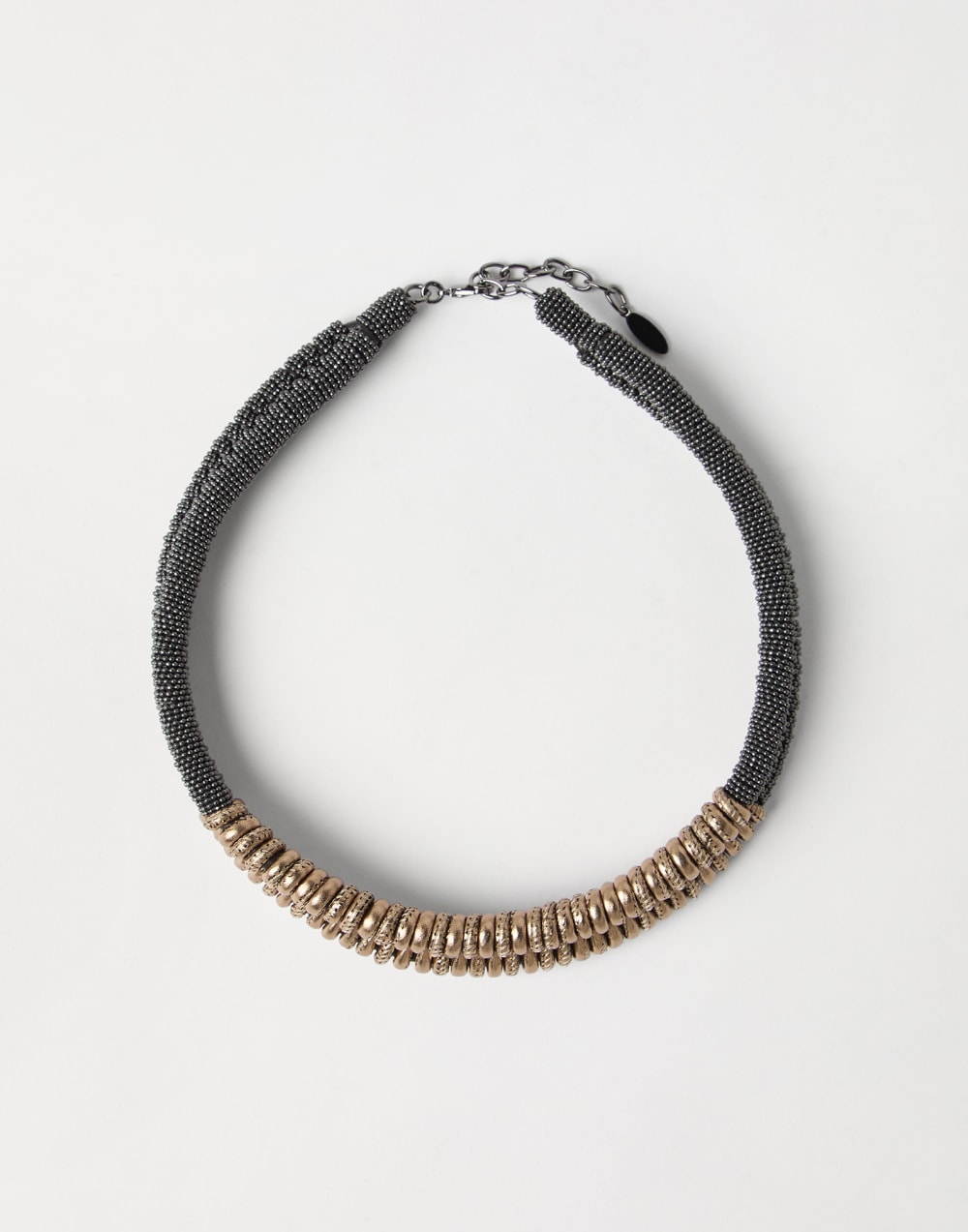 Leather and monili choker Lignite Grey Woman - Brunello Cucinelli