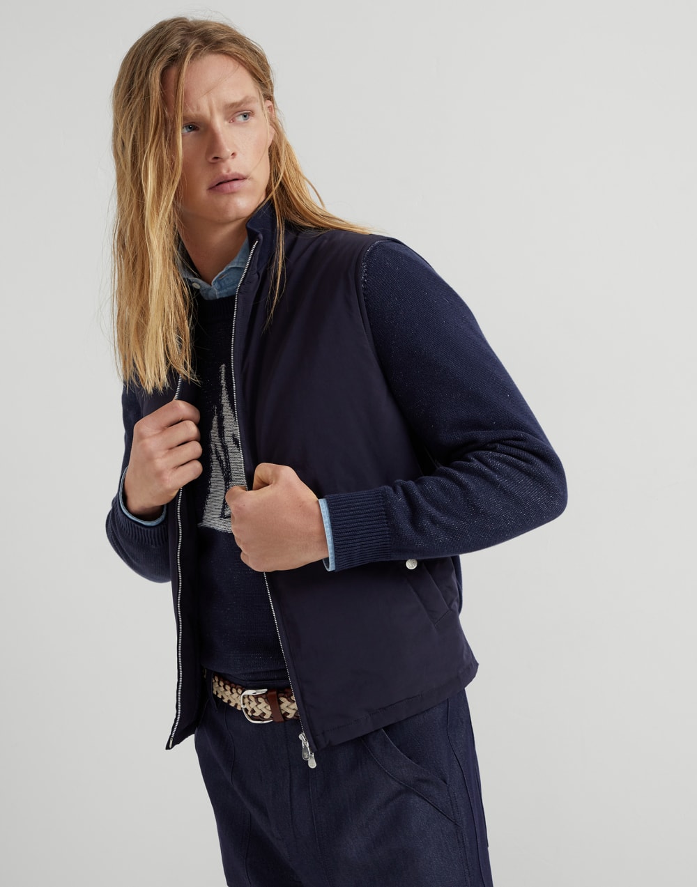 Vest with Thermore® padding Marine Blue Man - Brunello Cucinelli