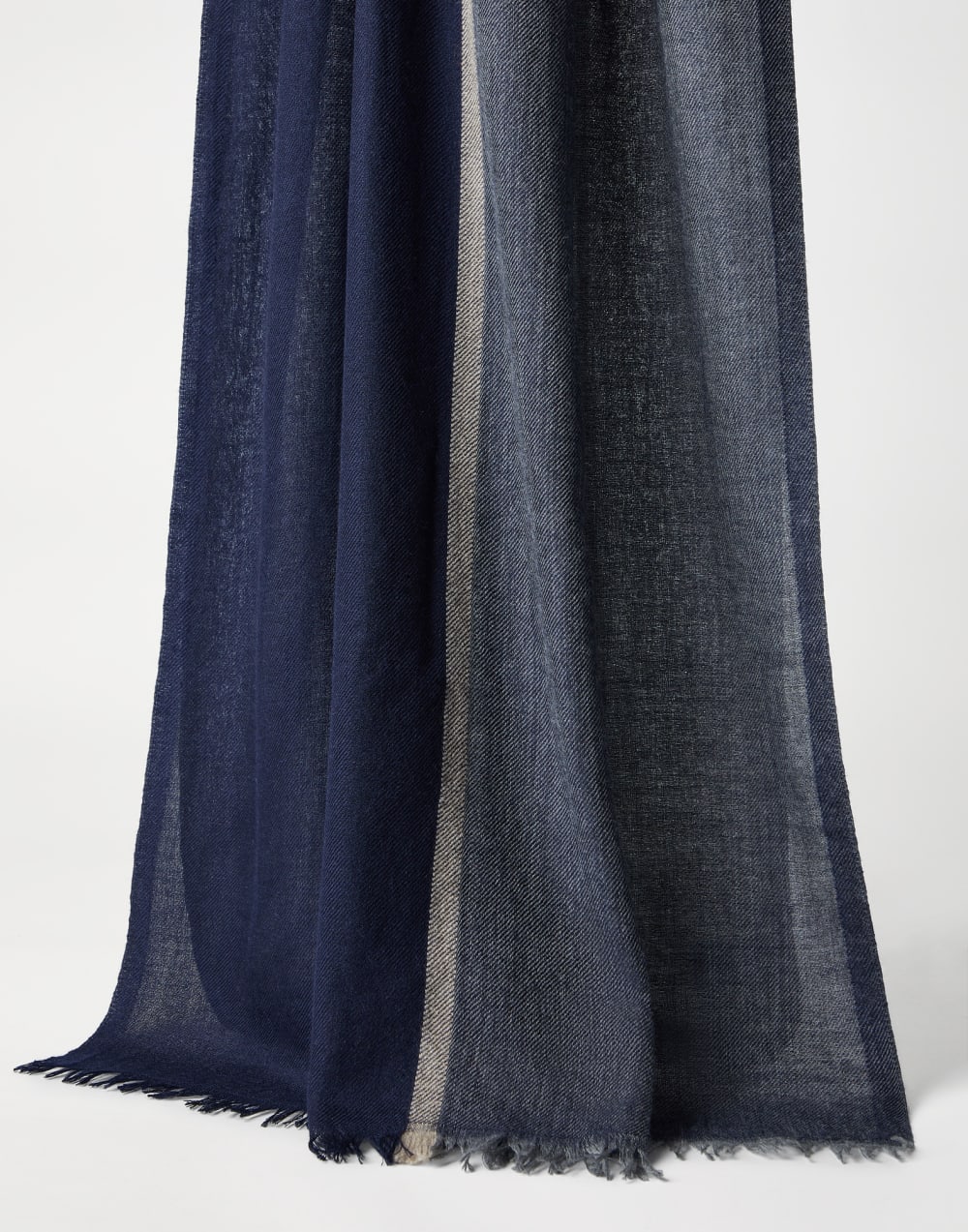 丝绒混纺围巾 海色 男款 - Brunello Cucinelli