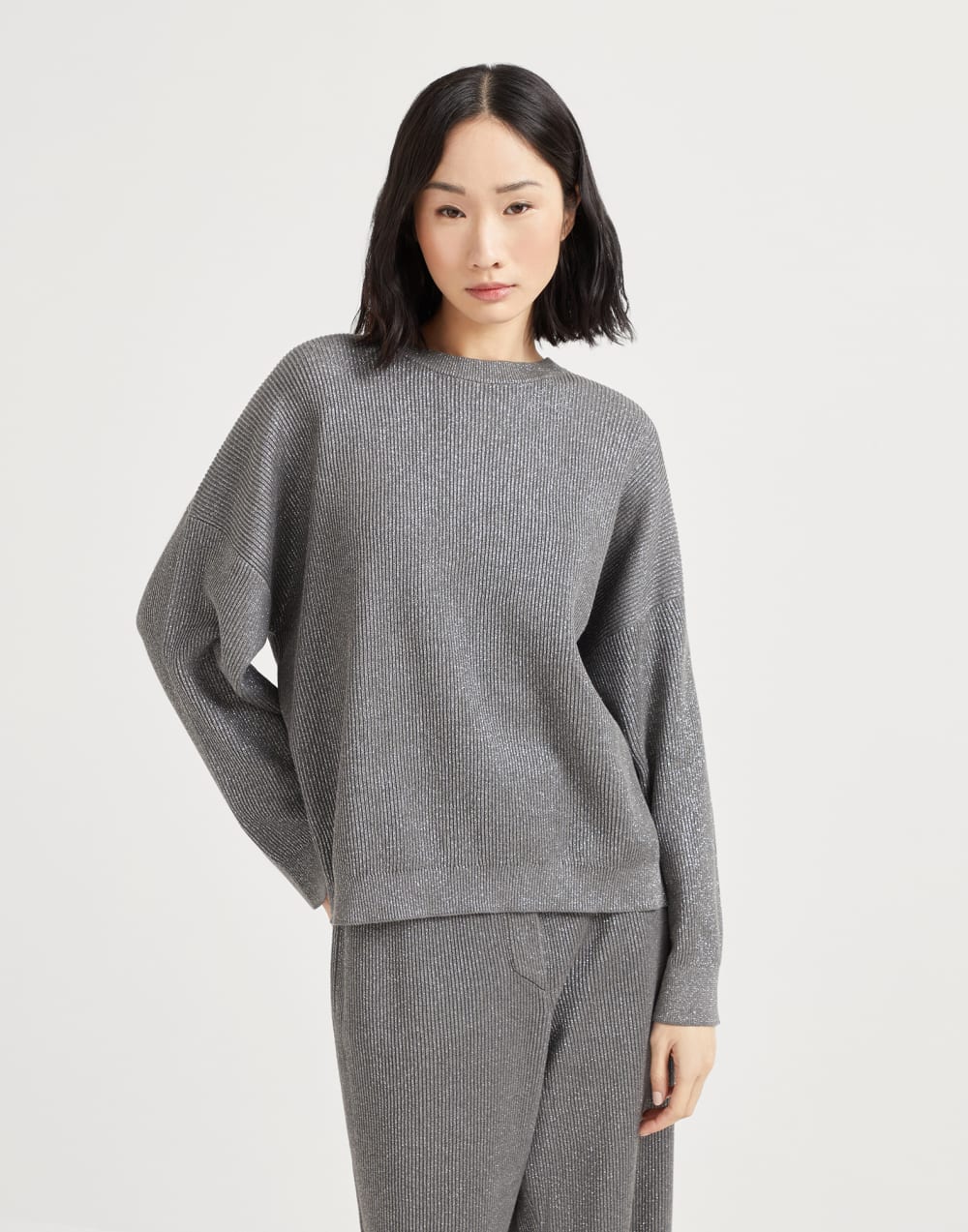 Pull vanisé Argent Femme - Brunello Cucinelli