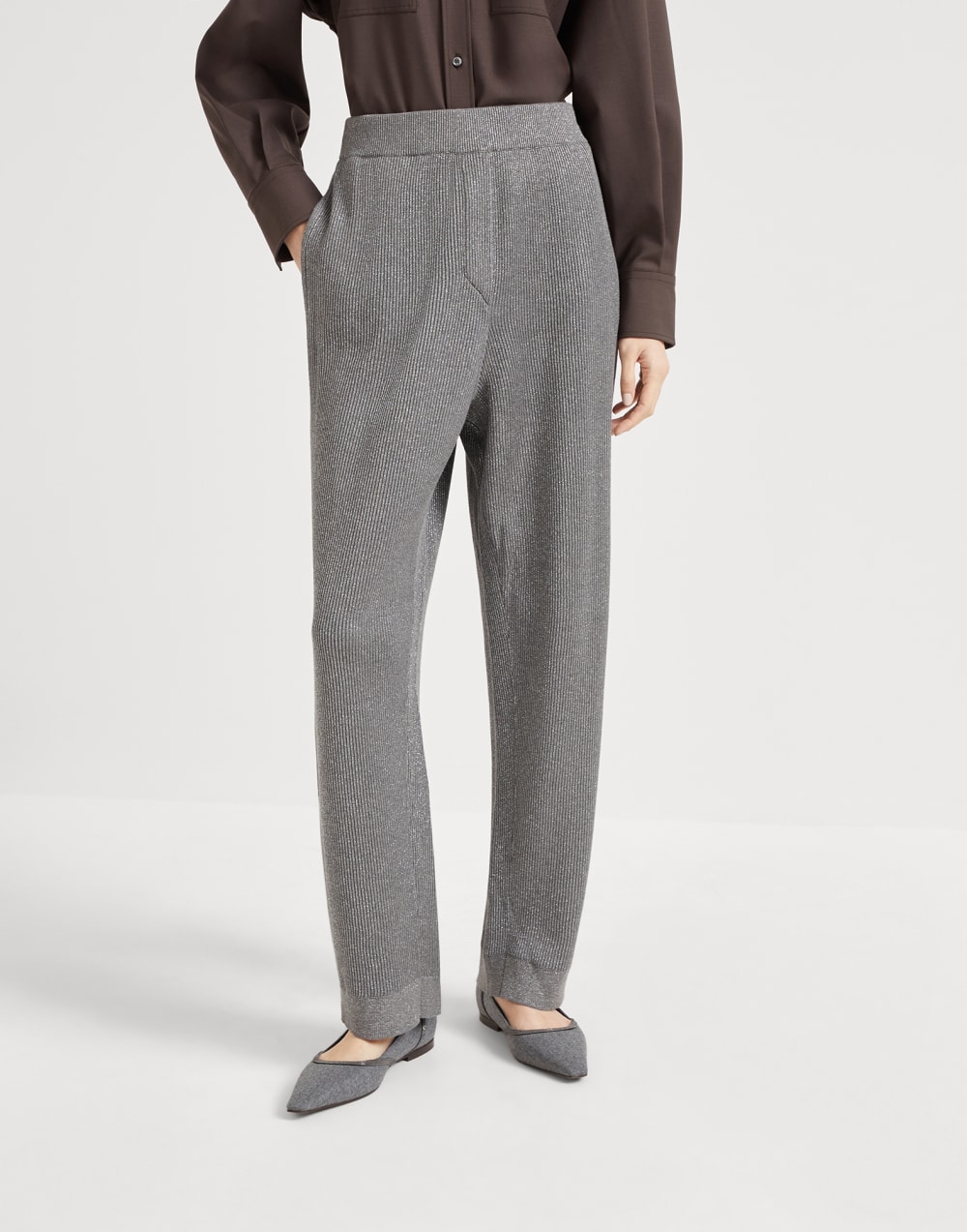 Vanisé knit trousers Silver Woman - Brunello Cucinelli