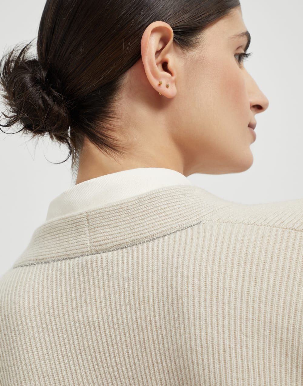 Cashmere cardigan with blouse Beige Woman - Brunello Cucinelli