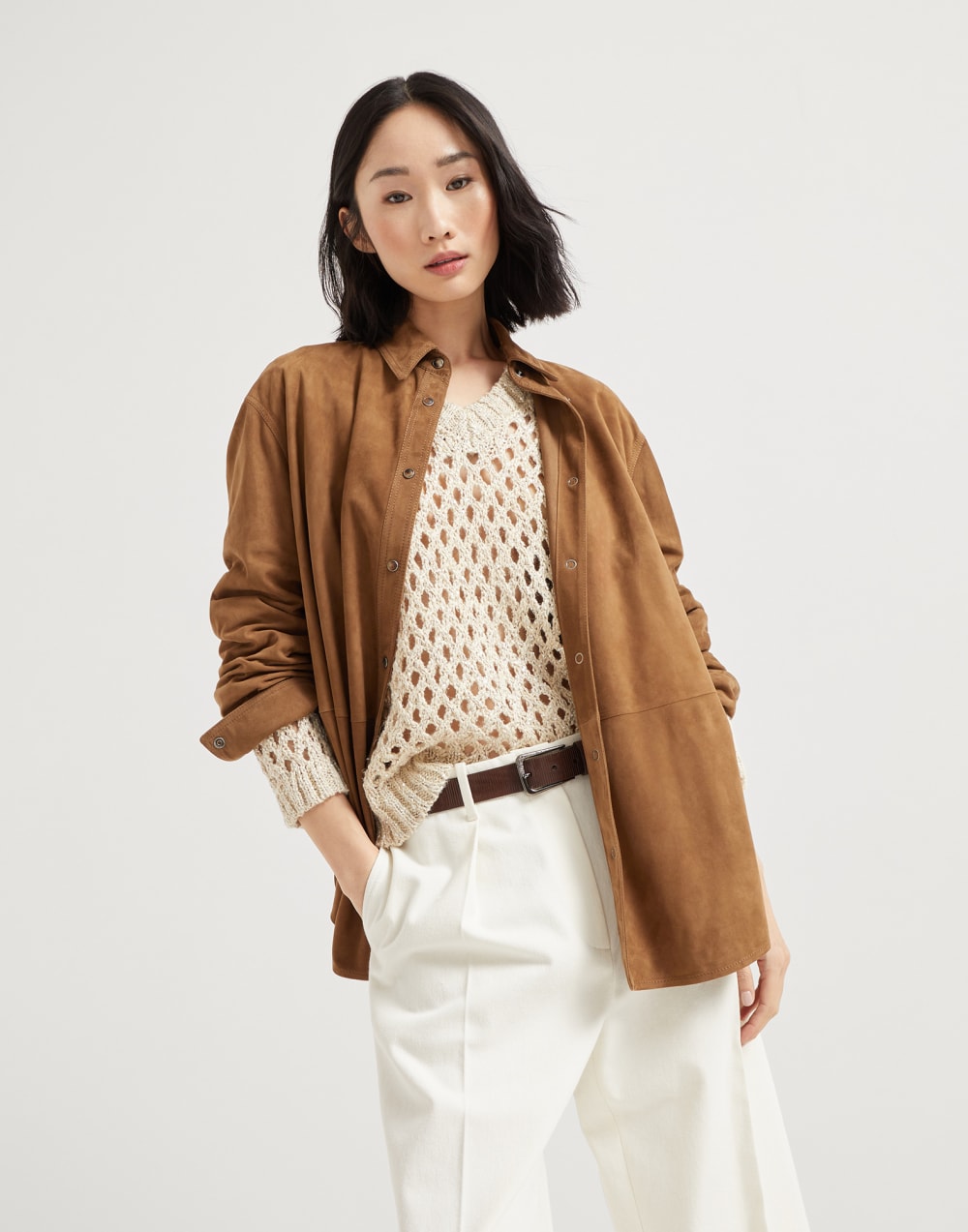 Dazzling Net sweater Oat Woman - Brunello Cucinelli