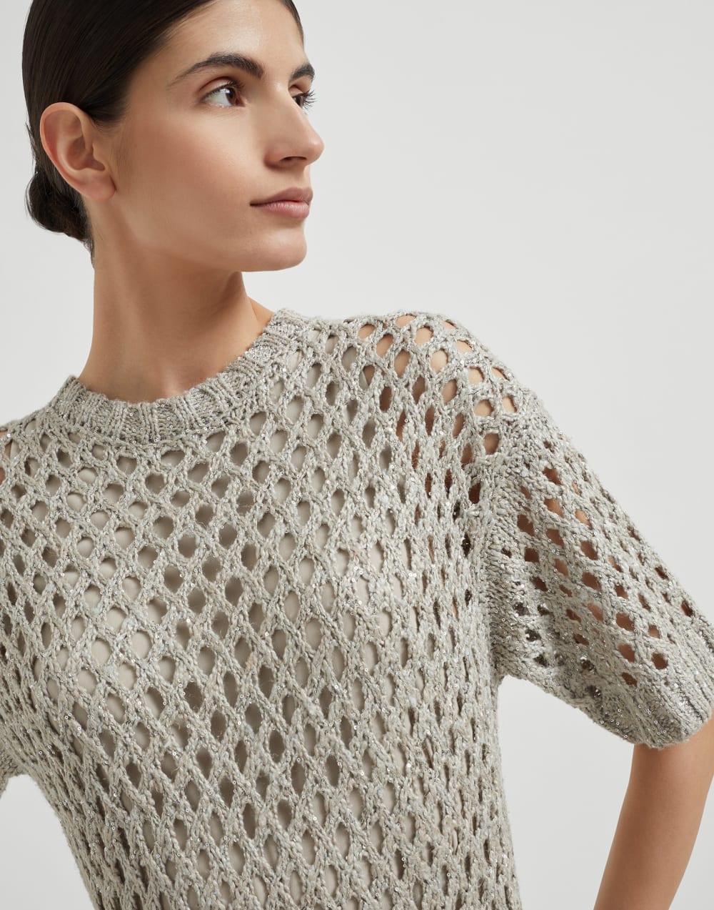 Dazzling net dress Cool Beige Woman - Brunello Cucinelli