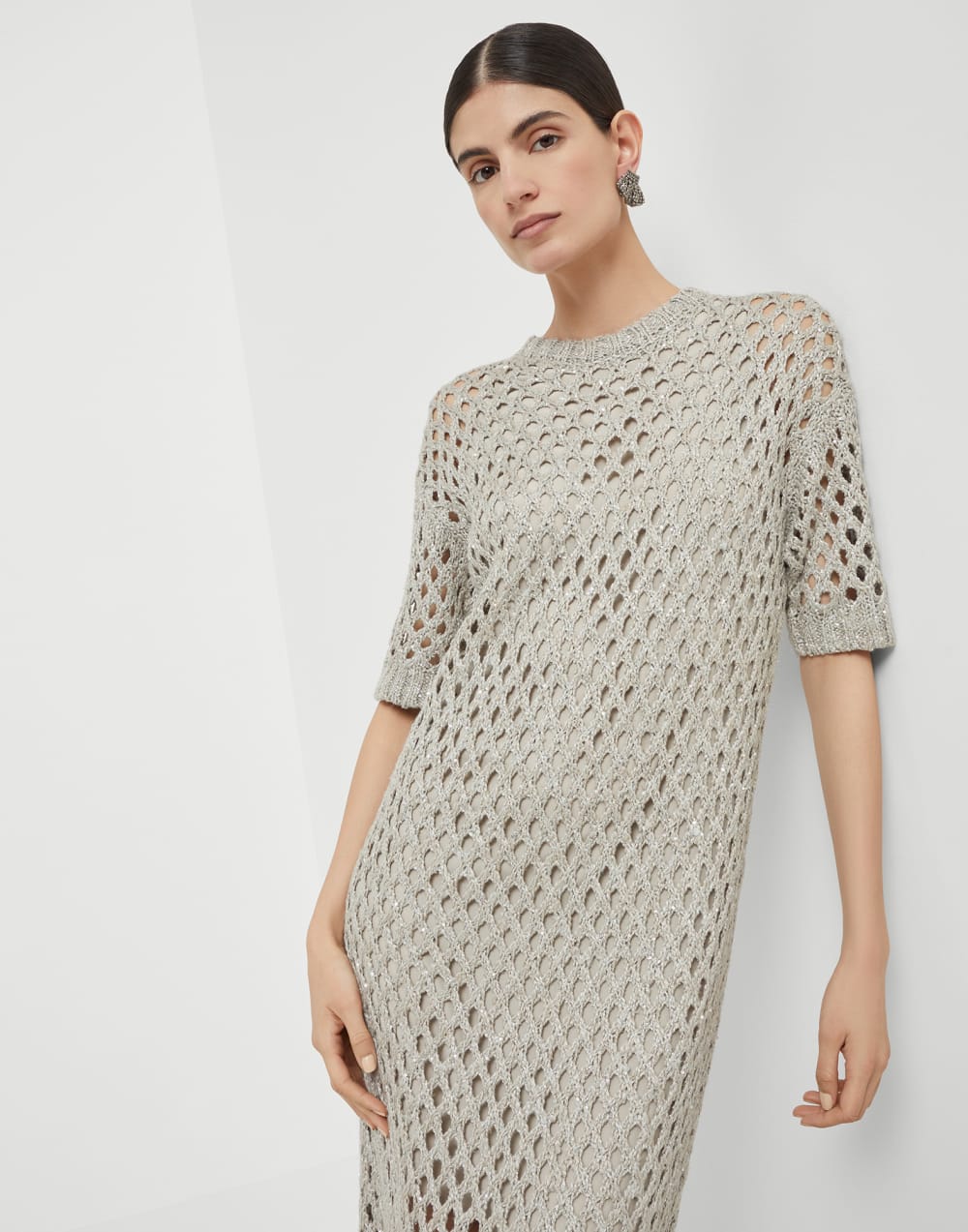 Dazzling net dress Cool Beige Woman - Brunello Cucinelli