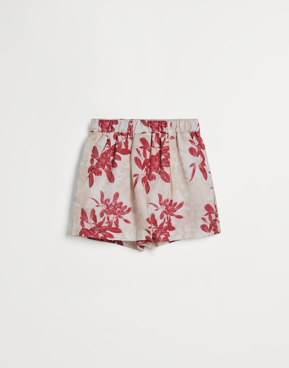 Linen Flower Print Bermuda shorts Red Girls - Brunello Cucinelli