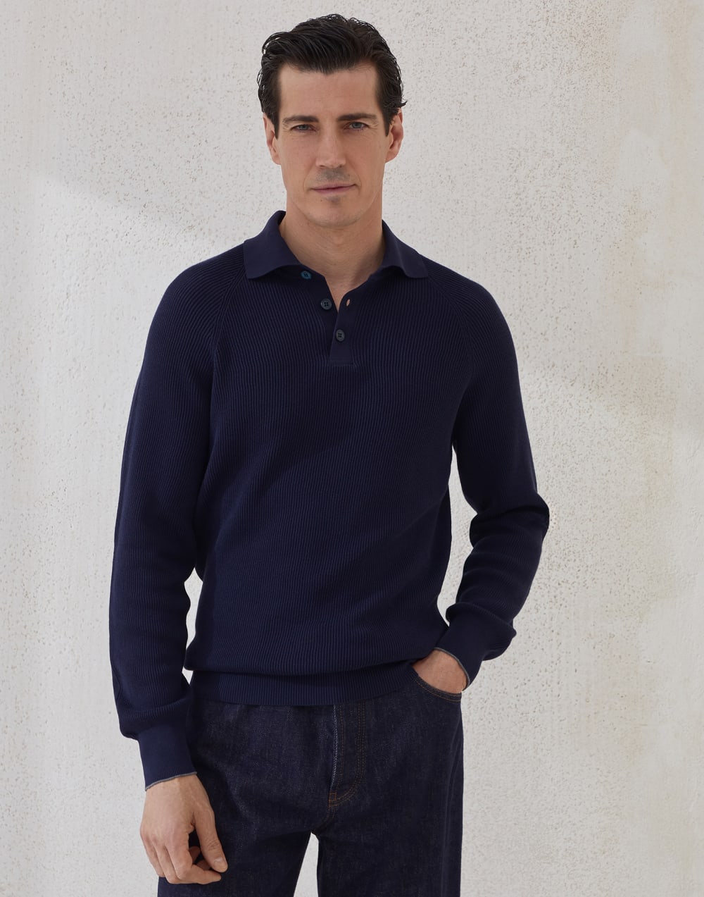 Polo-style sweater Navy Blue Man - Brunello Cucinelli
