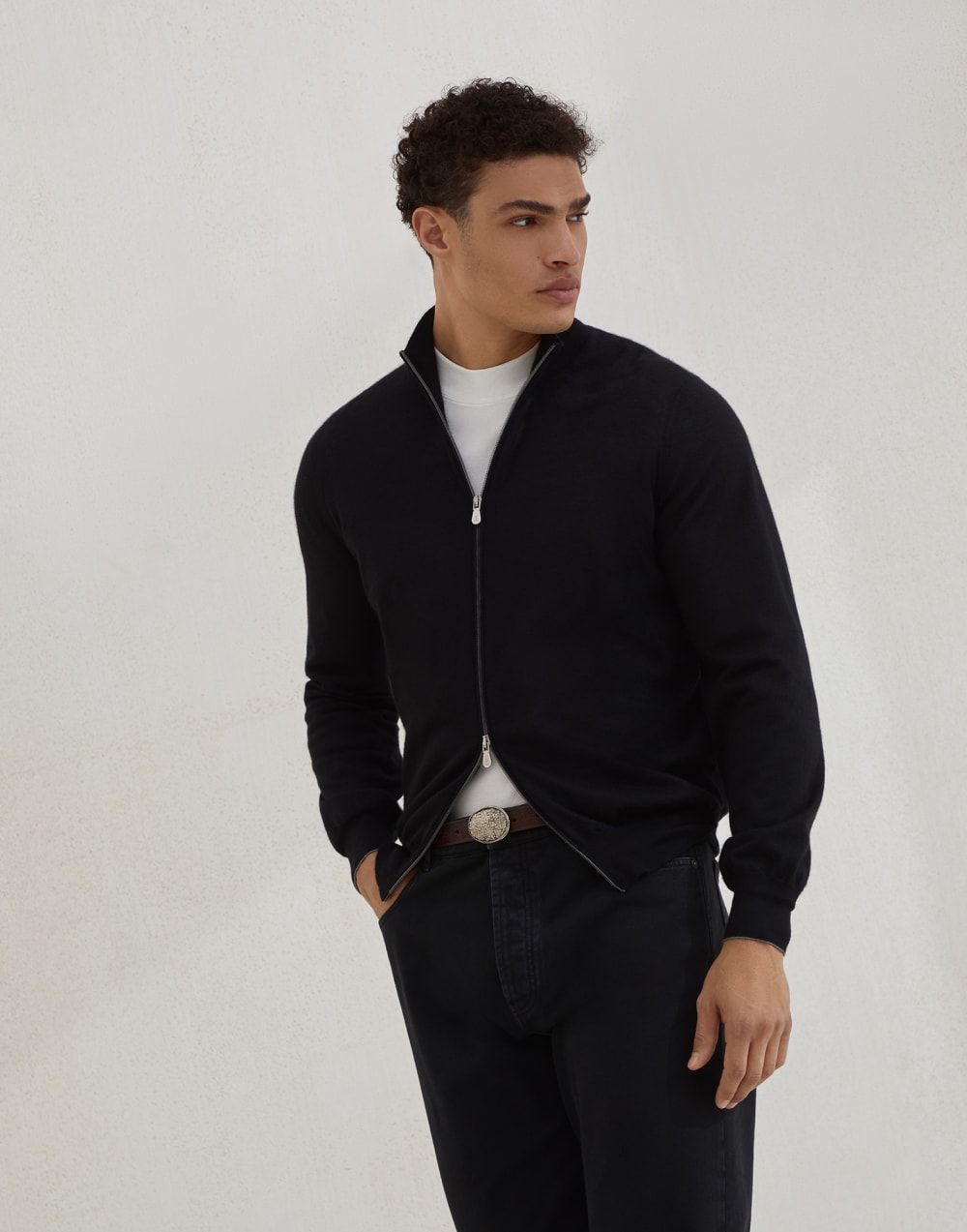 Cashmere and silk cardigan Black Man - Brunello Cucinelli