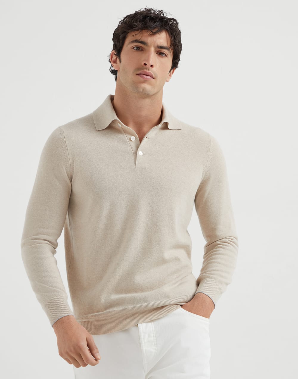 Polo-style sweater Sand Man - Brunello Cucinelli