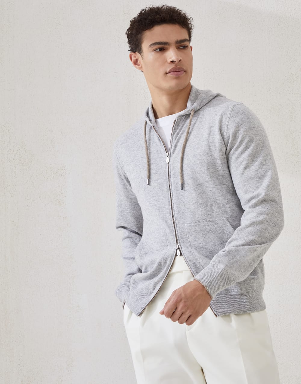 Кардиган в стиле толстовки из кашемира Галька Мужчина - Brunello Cucinelli