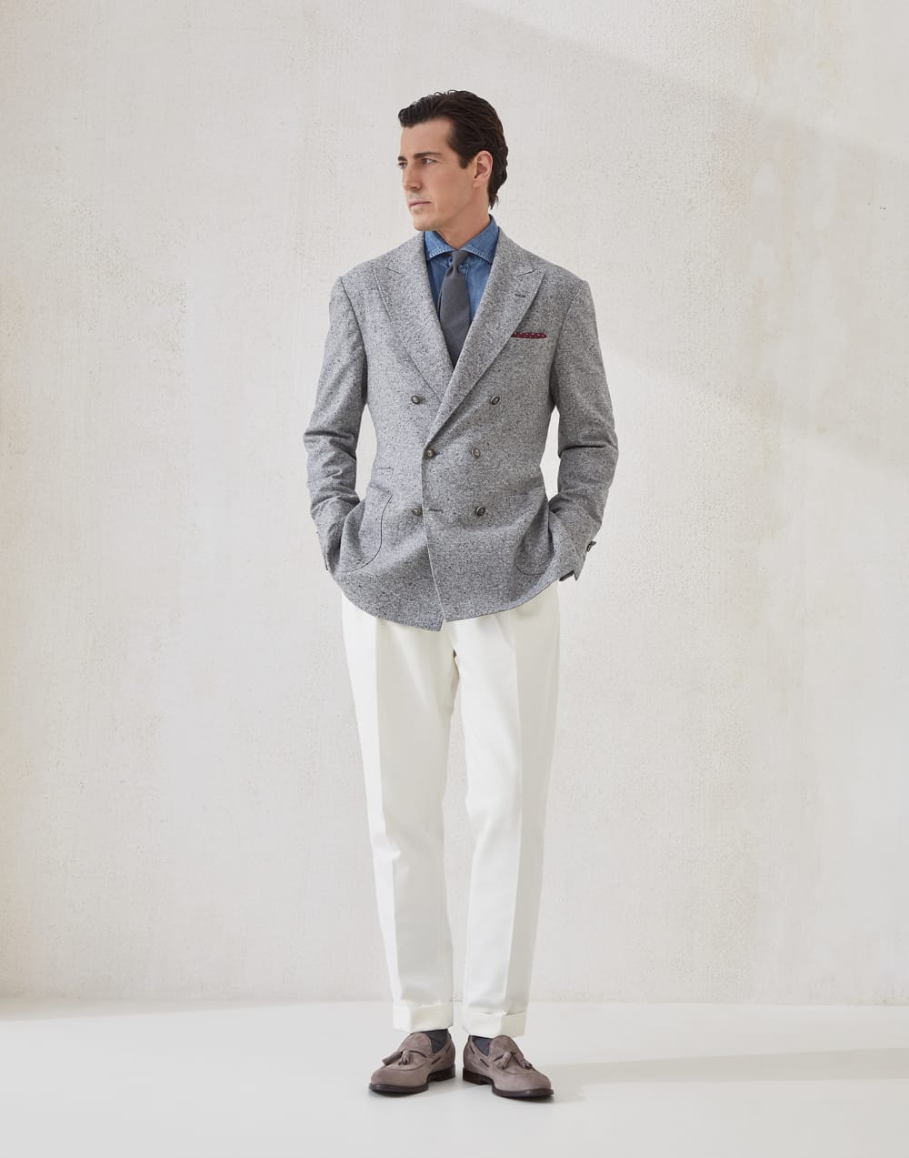 Sharkskin blazer Medium Grey Man - Brunello Cucinelli