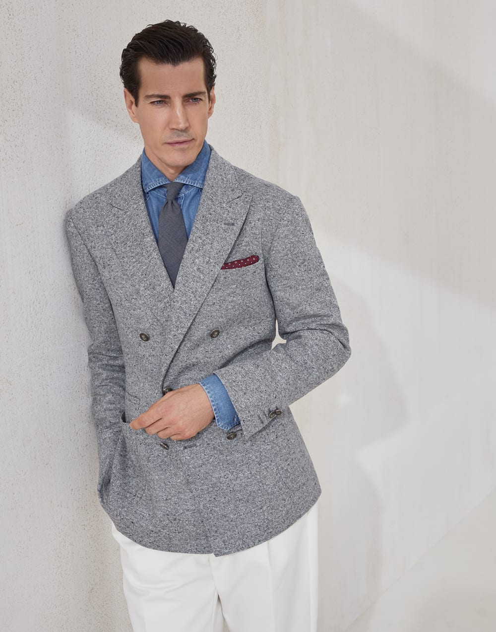 Sharkskin blazer Medium Grey Man - Brunello Cucinelli