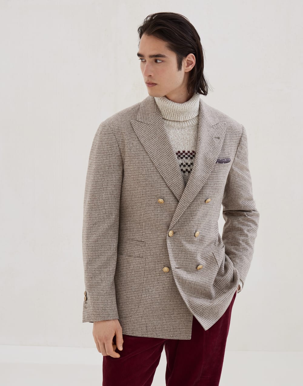 法兰绒夹克 深青棕色 男款 - Brunello Cucinelli