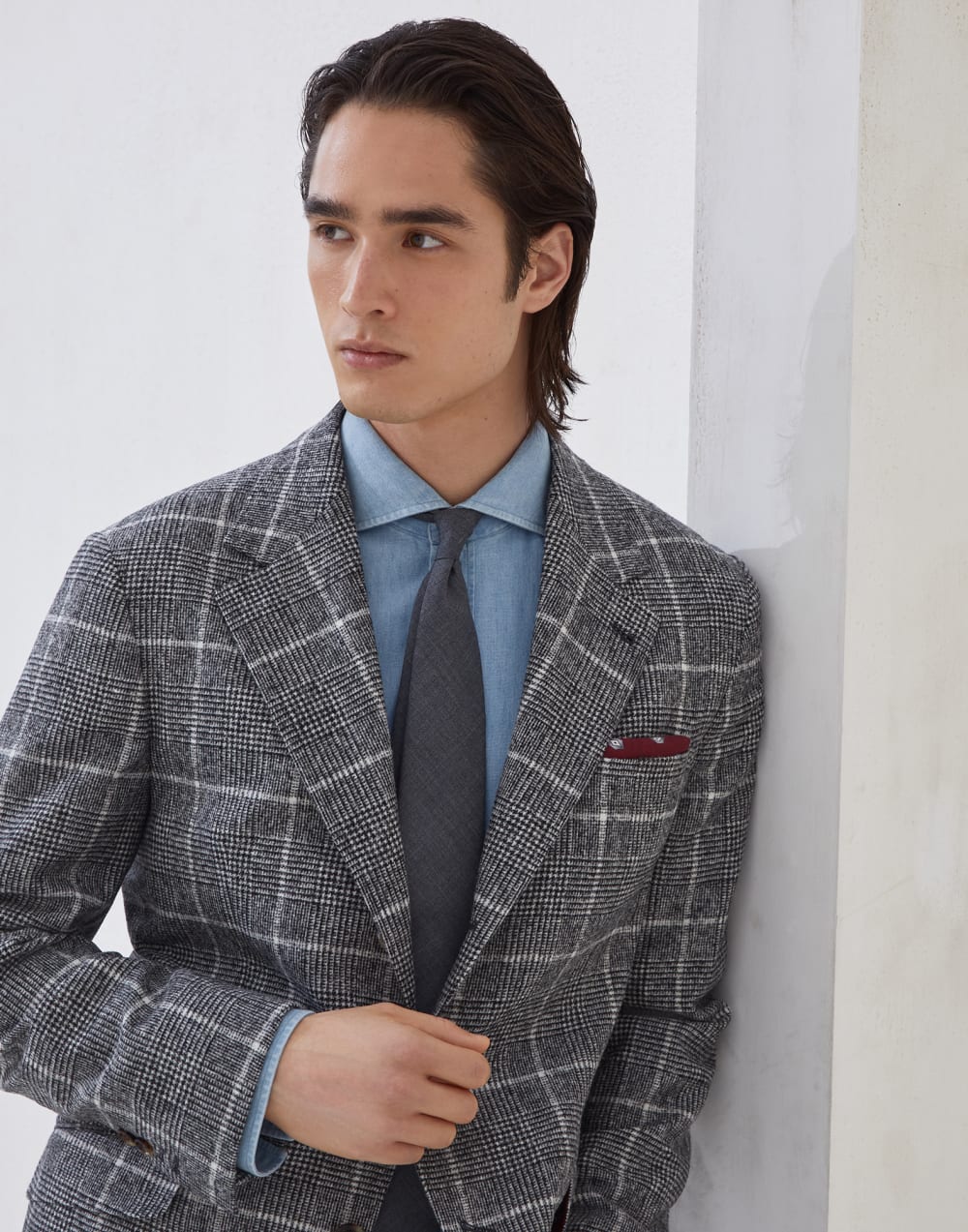 Prince of Wales Cavallo blazer Anthracite Man - Brunello Cucinelli