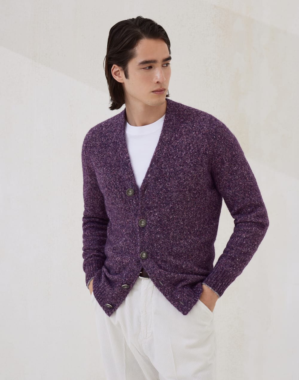 Buttoned cardigan Purple Man - Brunello Cucinelli