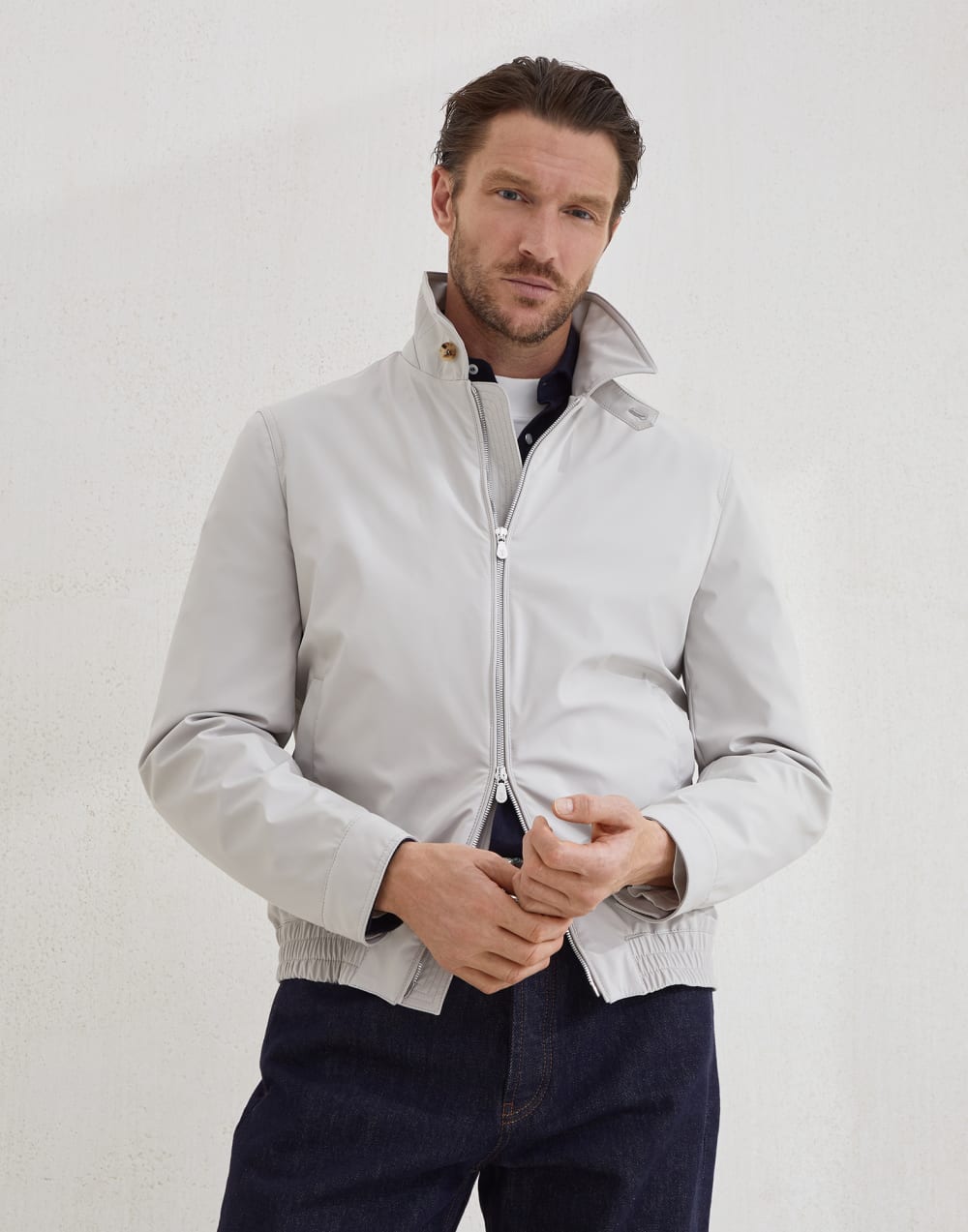 尼龙面料飞行员夹克 象牙色 男款 - Brunello Cucinelli