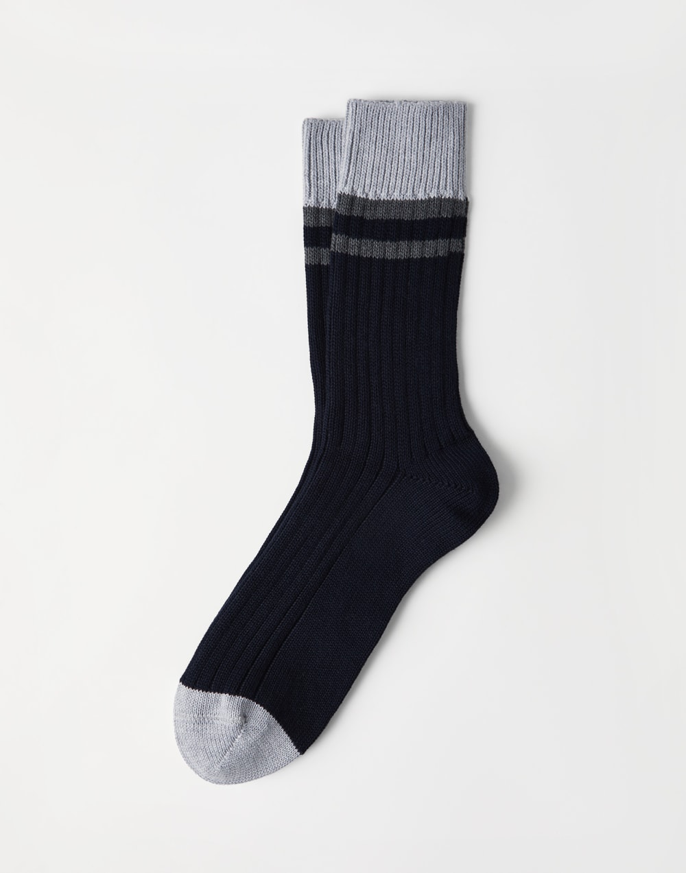Socks with stripes Navy Blue Man - Brunello Cucinelli