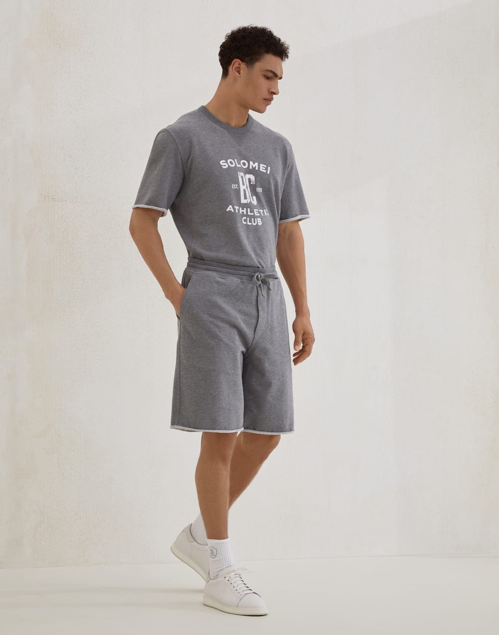 Bermuda aus Sweatstoff Mittelgrau Herren - Brunello Cucinelli