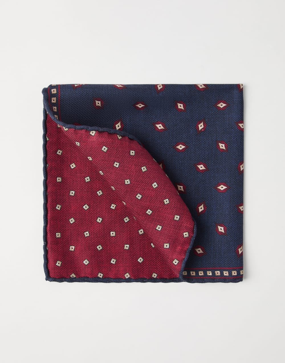 带图案设计的口袋巾 海军蓝 男款 - Brunello Cucinelli