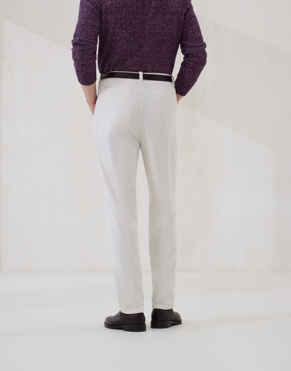 Corduroy leisure fit trousers Ecru Man - Brunello Cucinelli
