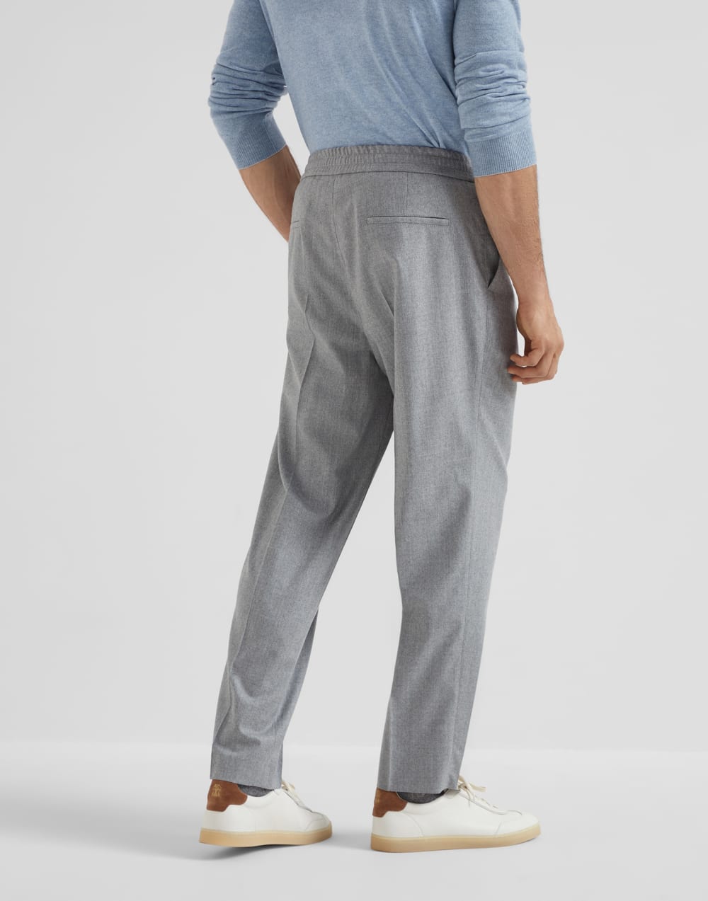 Virgin wool flannel trousers Pearl Grey Man - Brunello Cucinelli