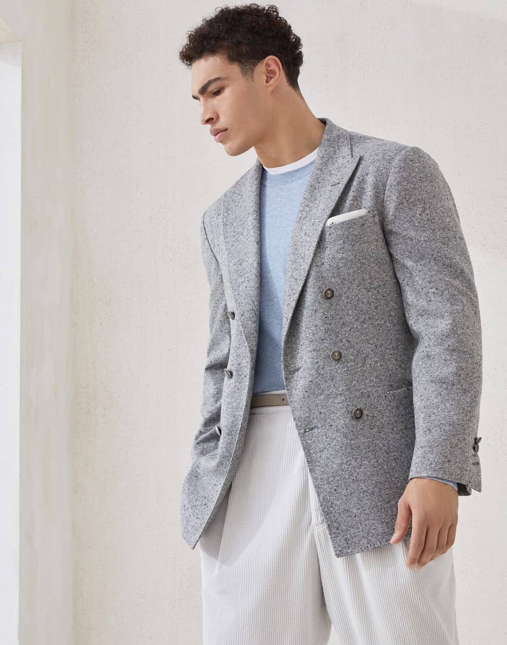 Cashmere sweater Denim Man - Brunello Cucinelli