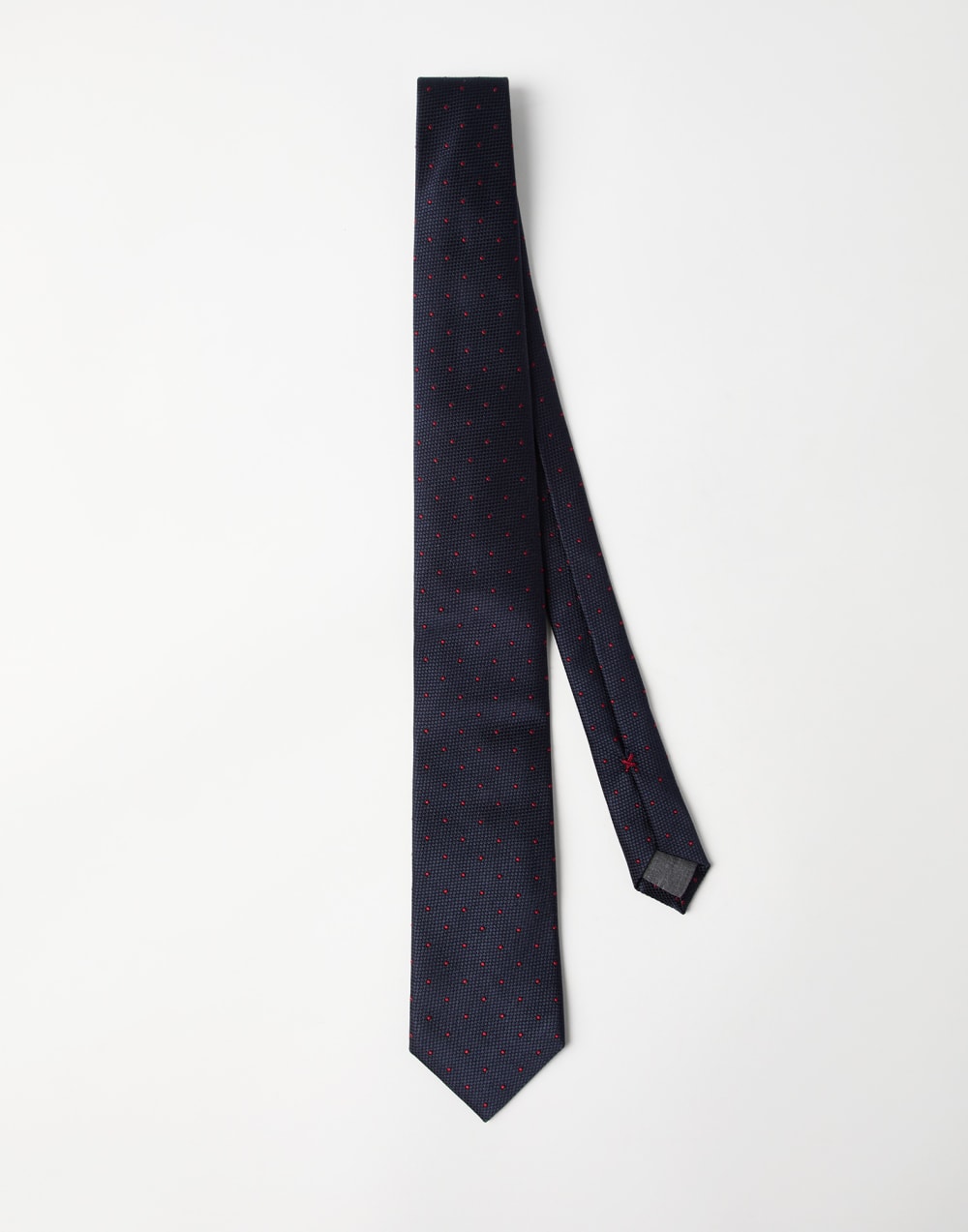 波点真丝领带 蓝色 男款 - Brunello Cucinelli