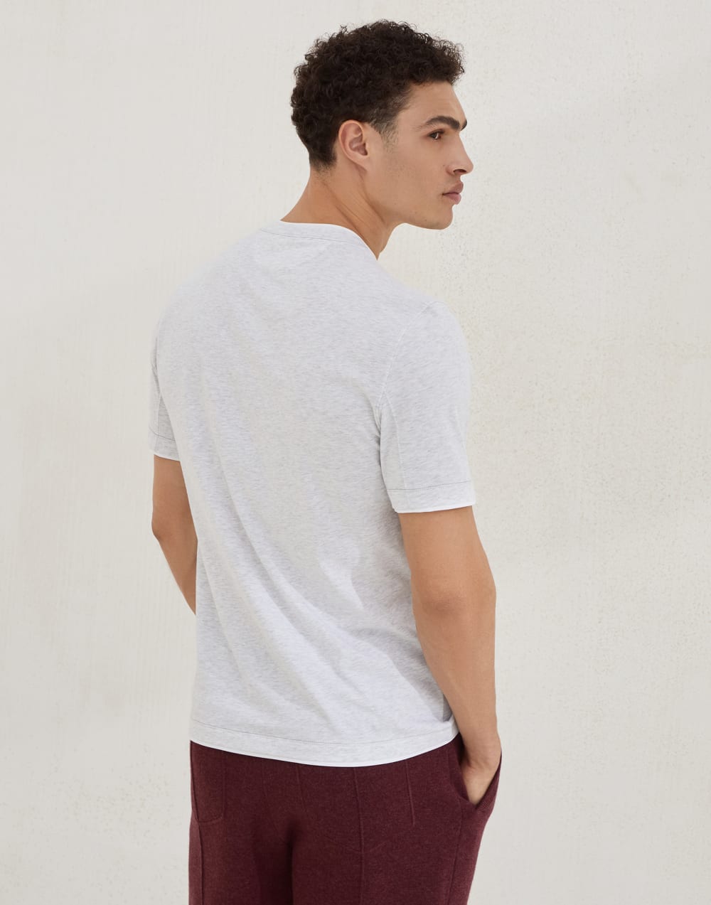 T-Shirt mit Faux-Layering Perlgrau Herren - Brunello Cucinelli