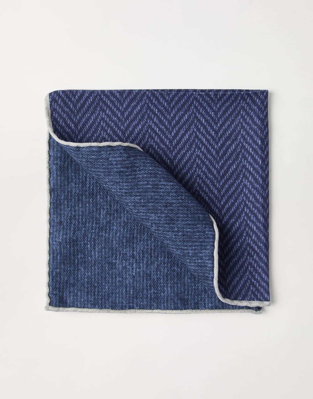 Einstecktuch in Fischgrat Navy-Blau Herren - Brunello Cucinelli