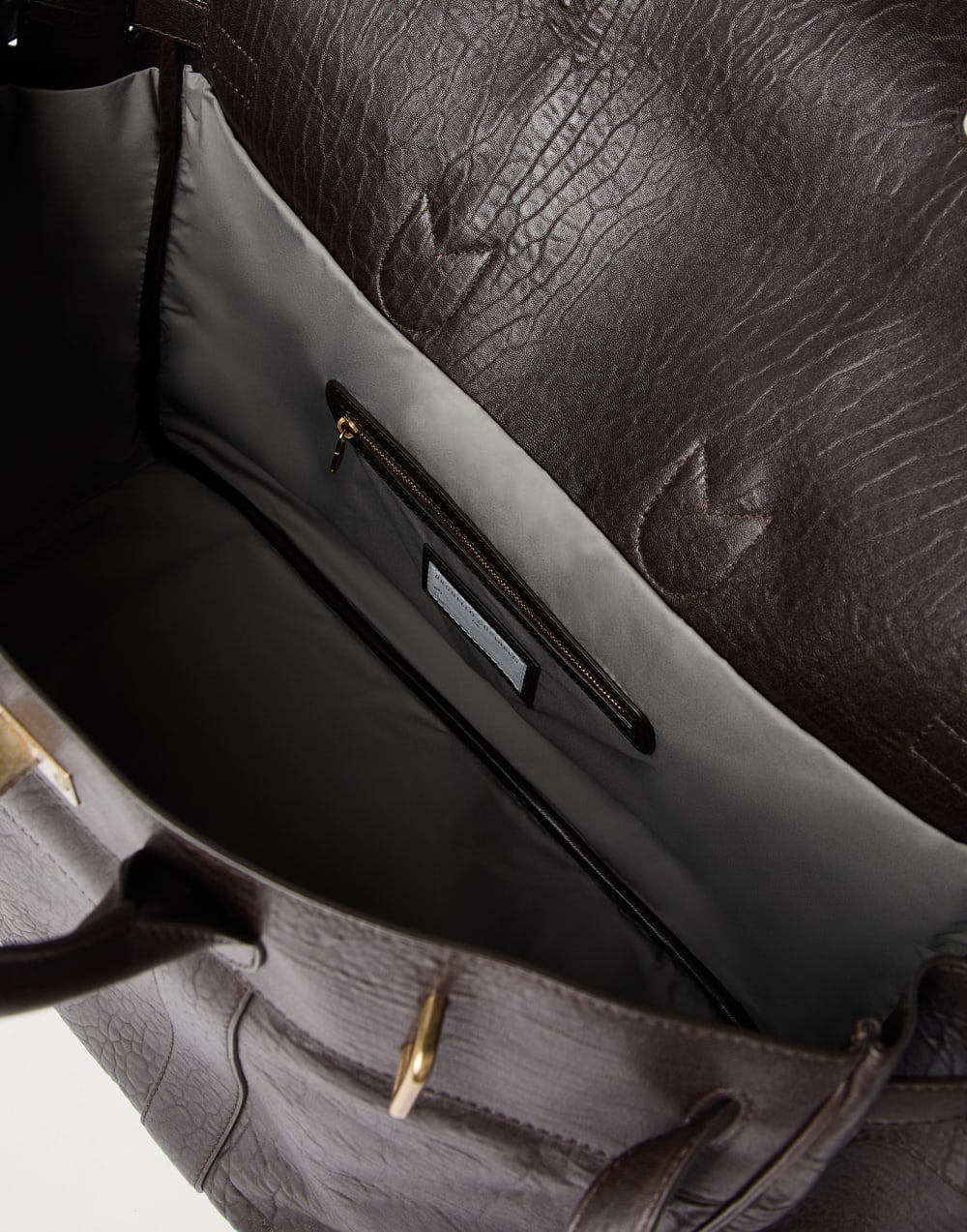 乡村风格皮革手提包 棕色 男款 - Brunello Cucinelli