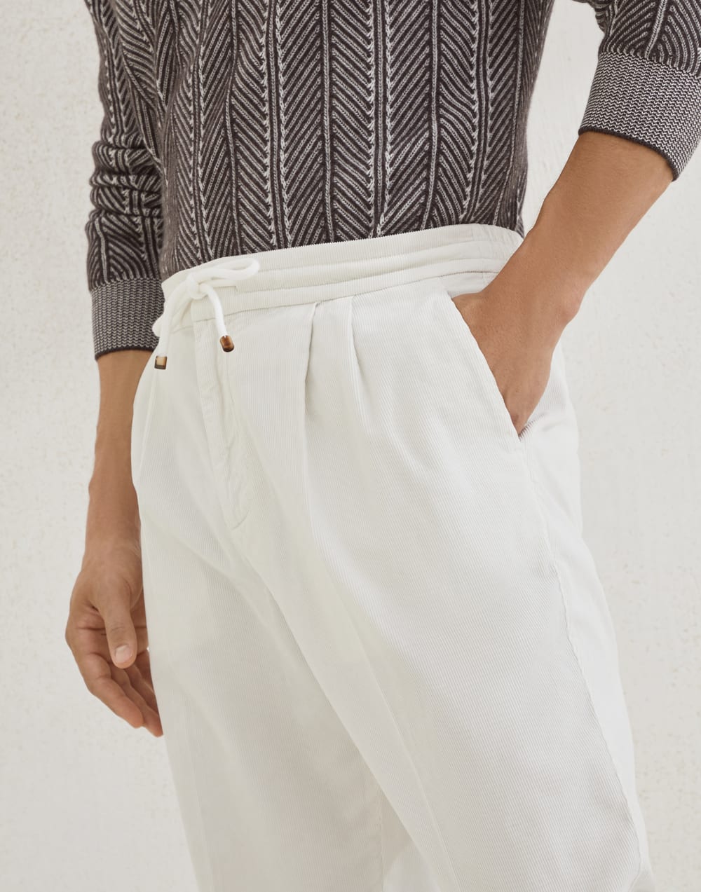 Corduroy trousers Ecru Man - Brunello Cucinelli