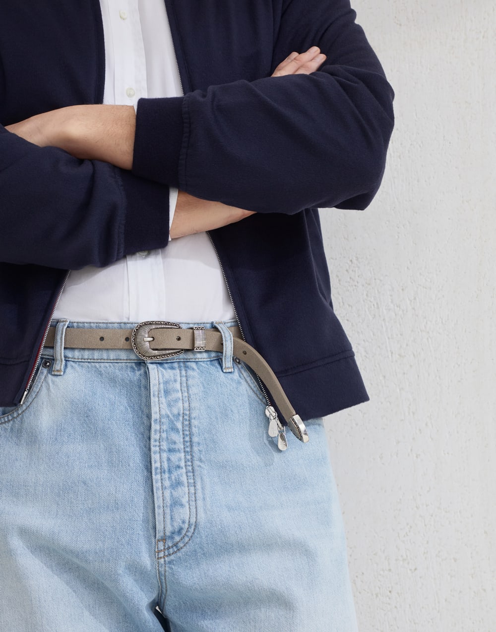 Reversed leather belt Taupe Man - Brunello Cucinelli