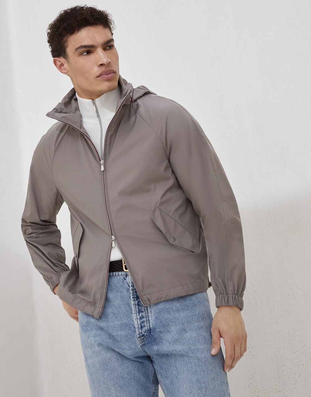 带风帽的外套 灰色 男款 - Brunello Cucinelli