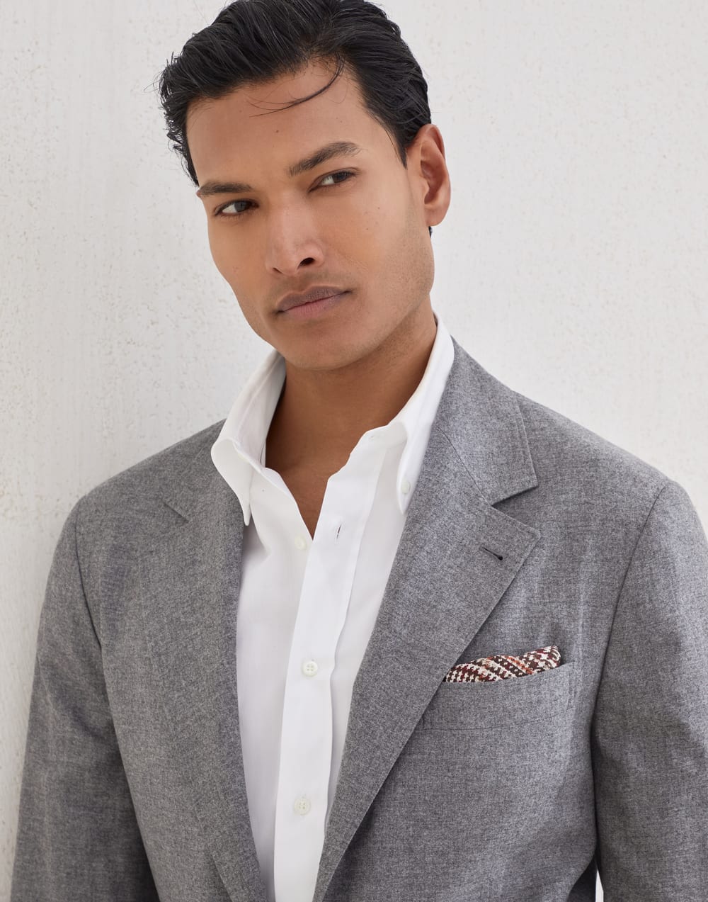 法兰绒面料夹克 灰色 男款 - Brunello Cucinelli