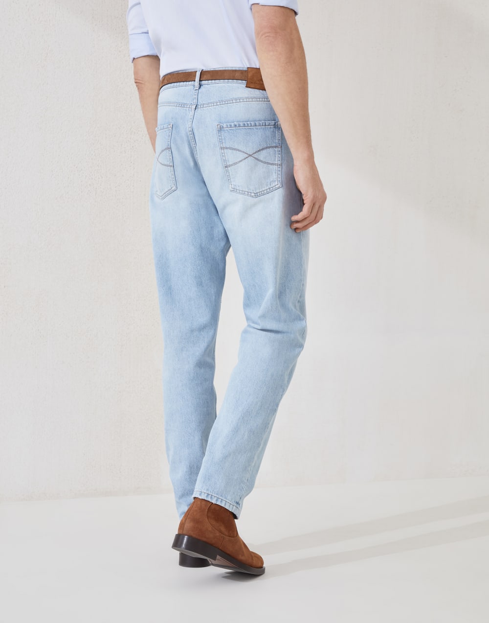 Denim trousers with rips Light Blue Denim Man - Brunello Cucinelli