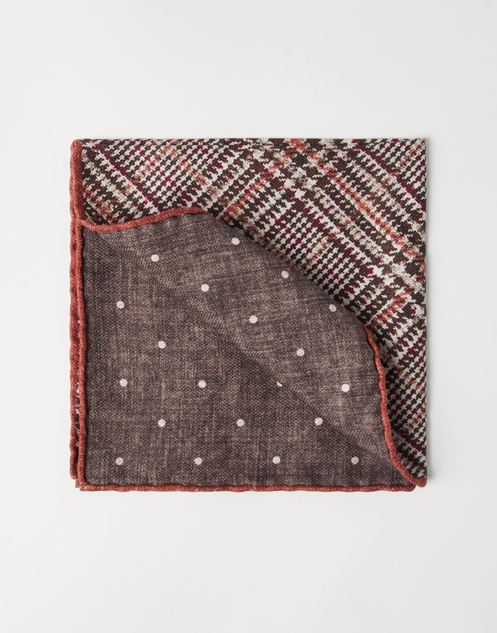 Prince of Wales pocket square Brown Man - Brunello Cucinelli