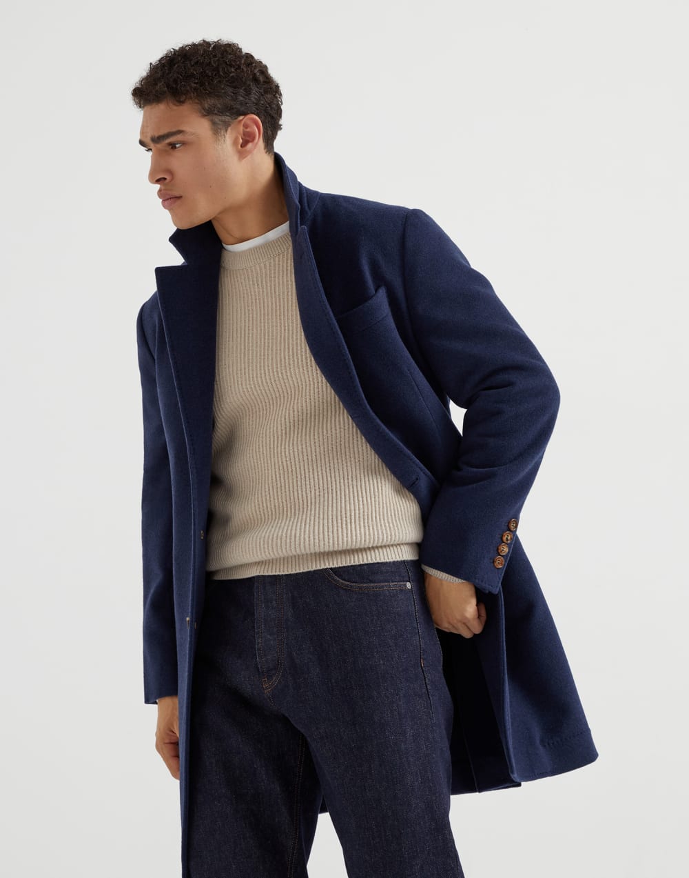 Water-resistant coat Avio Blue Man - Brunello Cucinelli