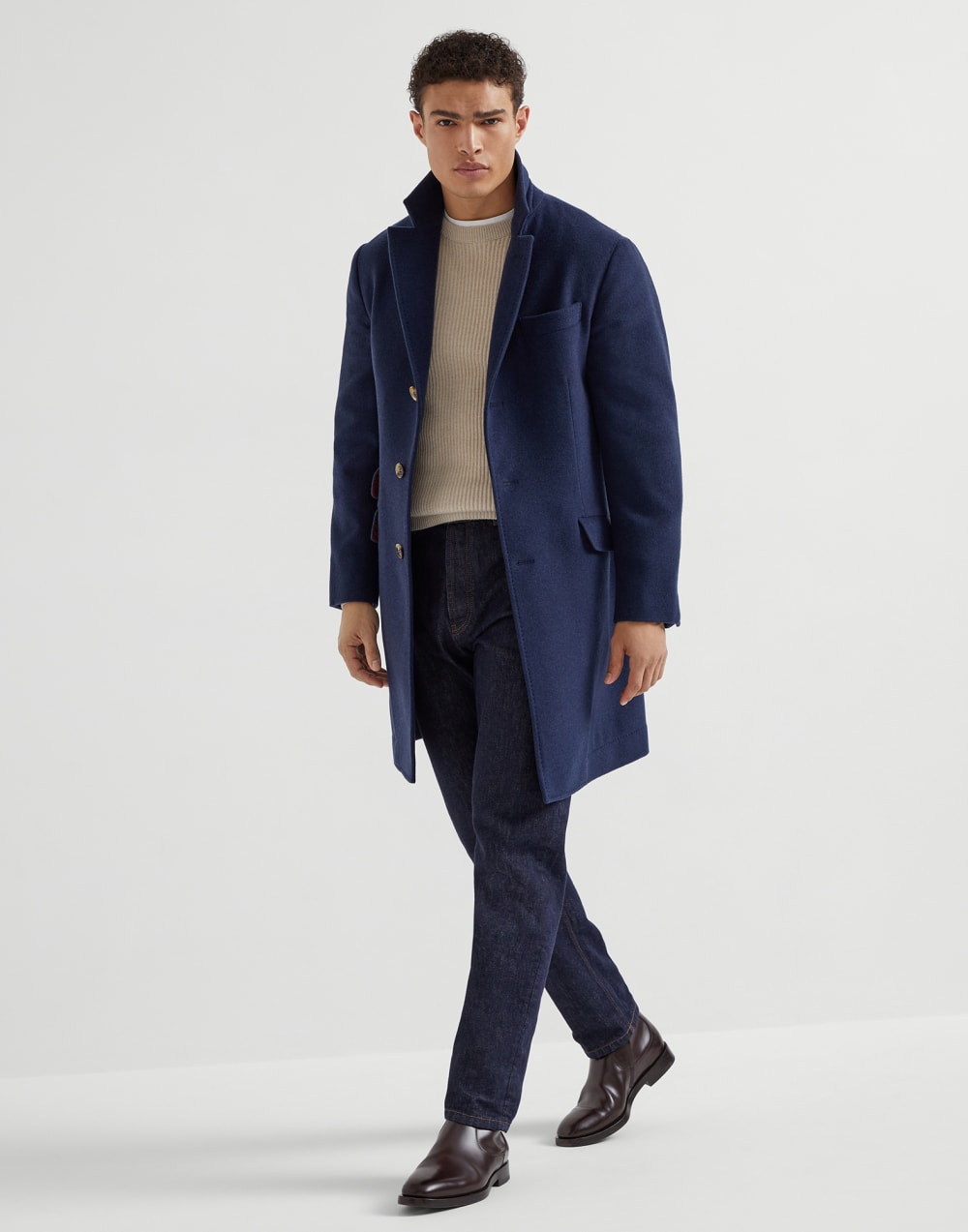 Water-resistant coat Avio Blue Man - Brunello Cucinelli