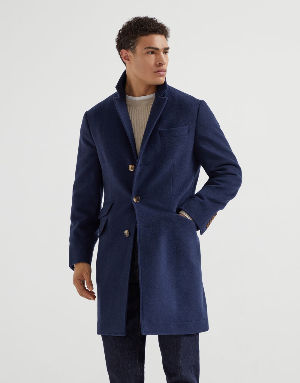 Water-resistant coat Avio Blue Man - Brunello Cucinelli