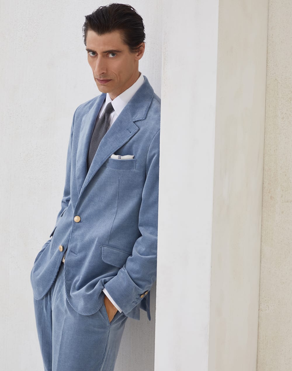 Corduroy blazer Denim Man - Brunello Cucinelli