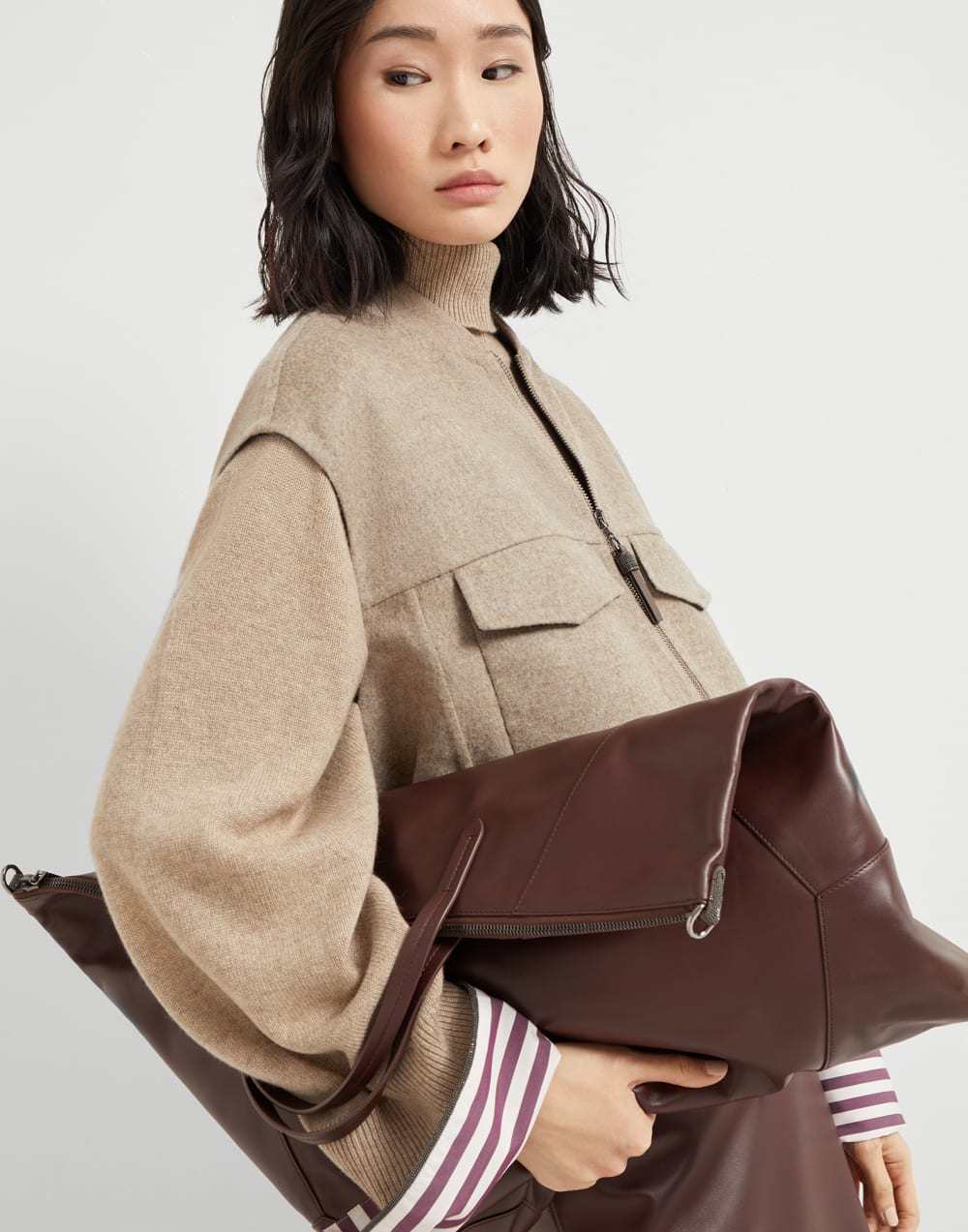 BC Duo large shopper bag Burgundy Woman - Brunello Cucinelli