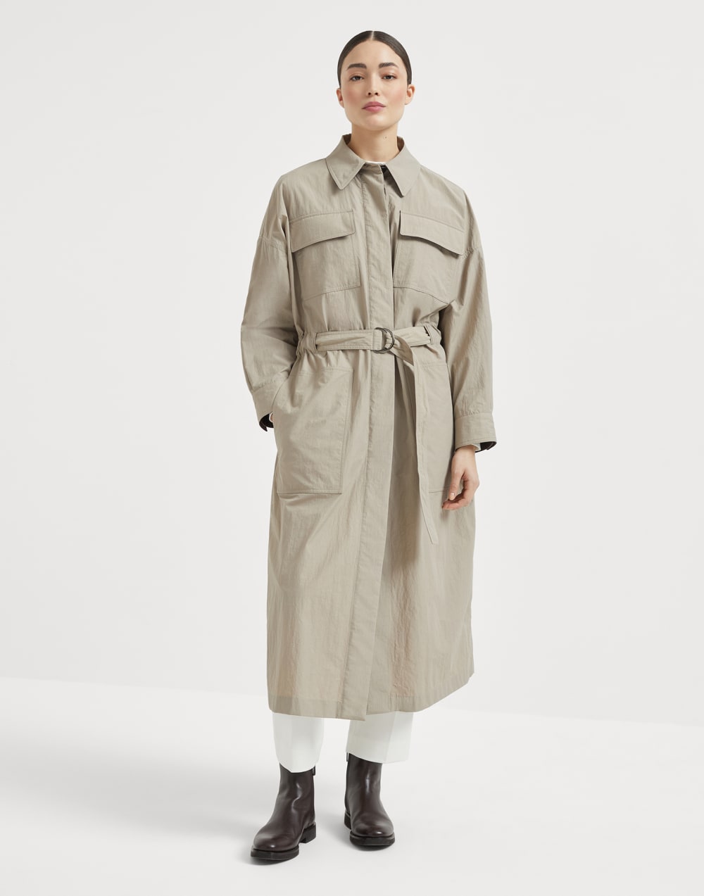 Water-resistant fabric trench coat Beige Woman - Brunello Cucinelli