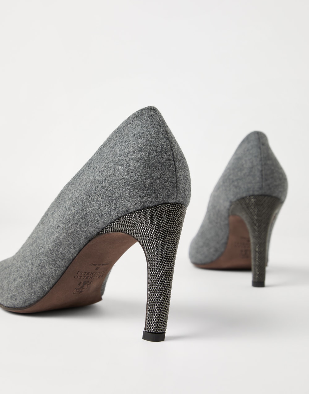Flannel heels with monili Lead Woman - Brunello Cucinelli